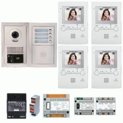 GTBV4E Pack Vidéo 4 BP Avec 4 Moniteurs Programmés AIPHONE